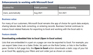 Enhancements to working with Microsoft Excel