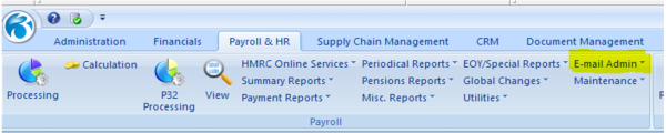 From the Payroll tab, select E-mail Admin