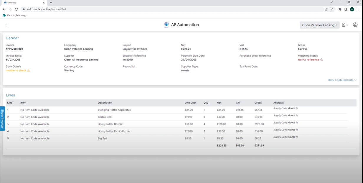 Opera 3 SQL SE AP Automation