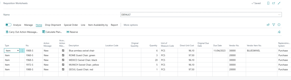 Simple Stock Requisition Worksheet
