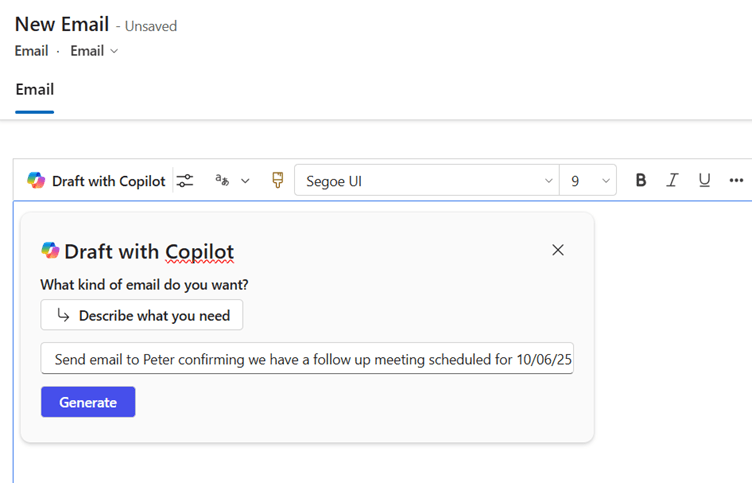 Copilot for Sales Smart Drafting of Emails 2