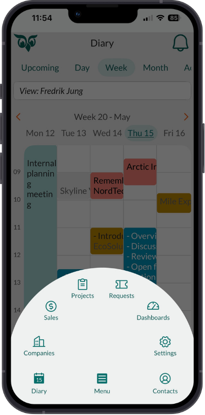 SuperOffice mobile CRM thumb wheel