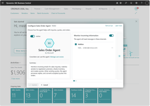 Business Central Agent configuration screen
