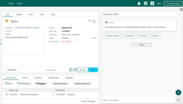 SuperOffice Copilot AI generates a response