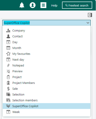 SuperOffice Copilot in side panel