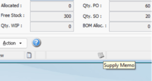 Supply Memo status bar icon displayed when memo content exists